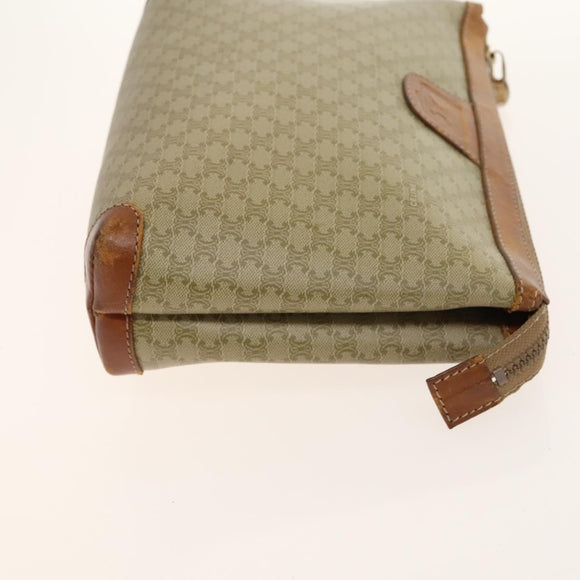 CELINE Macadam Canvas Hand Bag PVC 3Set Beige Brown gold Auth bs29016