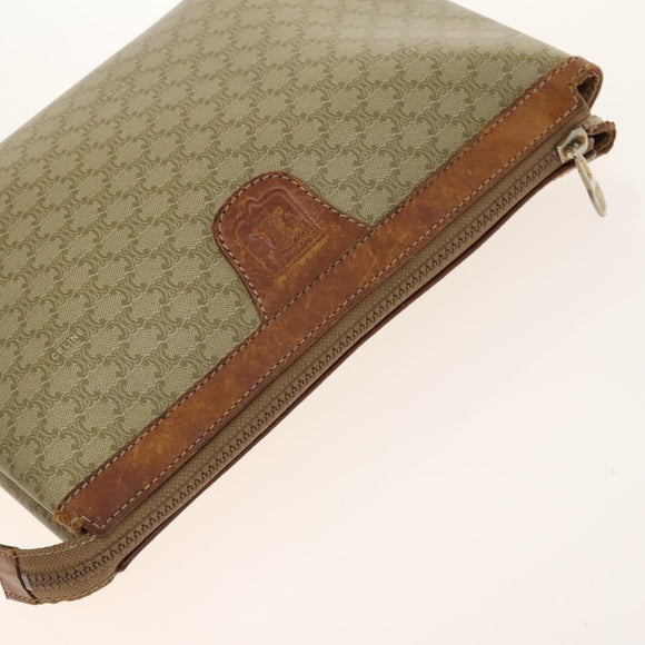 CELINE Macadam Canvas Hand Bag PVC 3Set Beige Brown gold Auth bs29016
