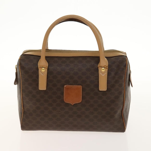 CELINE Macadam Canvas Hand Bag PVC 3Set Beige Brown gold Auth bs29016