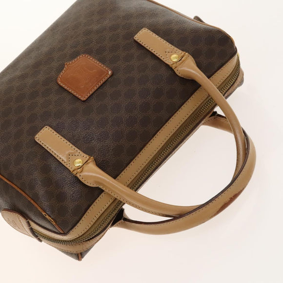 CELINE Macadam Canvas Hand Bag PVC 3Set Beige Brown gold Auth bs29016