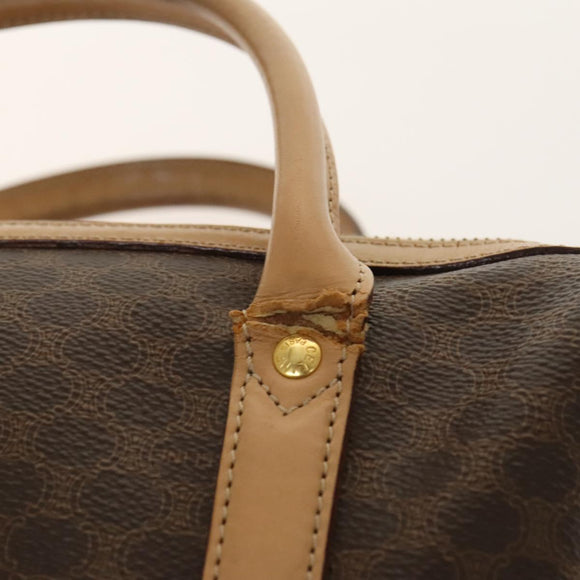 CELINE Macadam Canvas Hand Bag PVC 3Set Beige Brown gold Auth bs29016