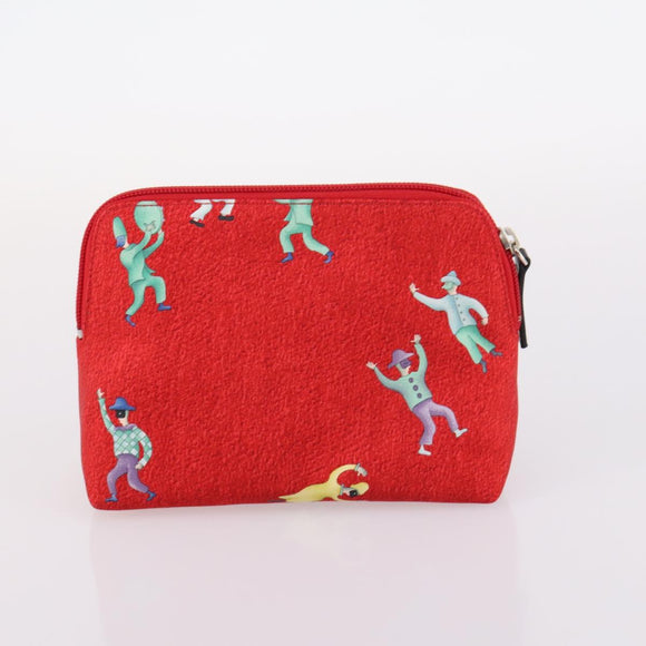 BVLGARI Pouch Nylon 2Set Red Green Auth bs29017