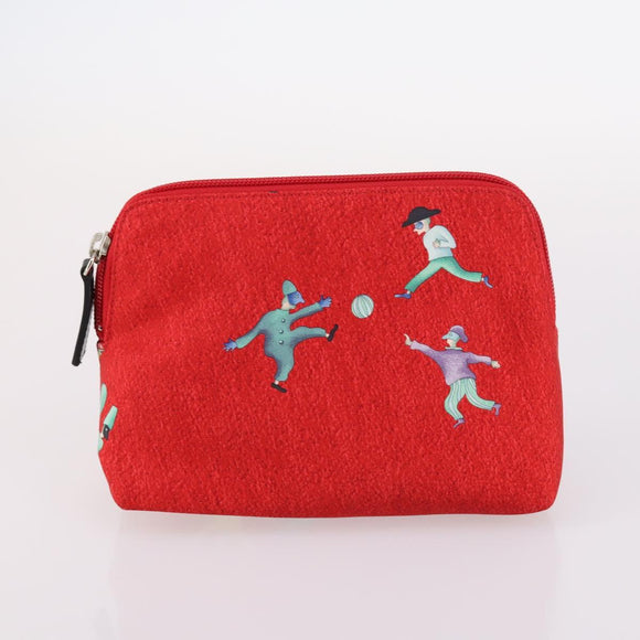 BVLGARI Pouch Nylon 2Set Red Green Auth bs29017