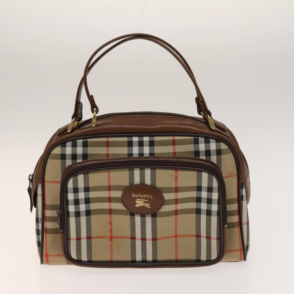 BURBERRY Hand Bag Canvas 4Set Red Beige khaki Auth bs29021
