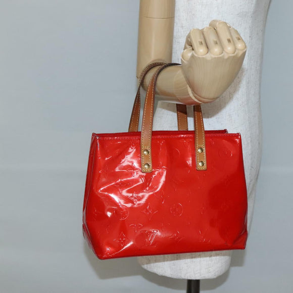 LOUIS VUITTON Monogram Vernis Reade PM Hand Bag Red Rouge M91088 LV Auth bs29030