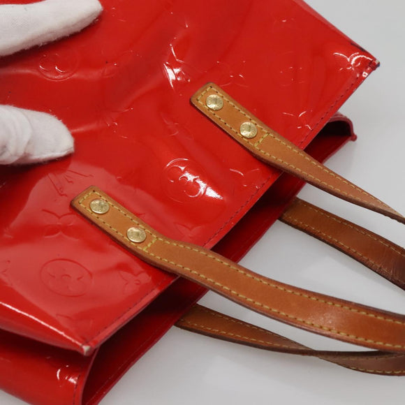 LOUIS VUITTON Monogram Vernis Reade PM Hand Bag Red Rouge M91088 LV Auth bs29030