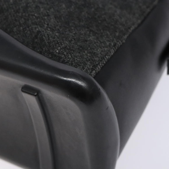 PRADA Hand Bag Leather Black Silver Auth bs29047