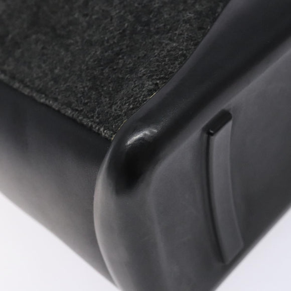 PRADA Hand Bag Leather Black Silver Auth bs29047