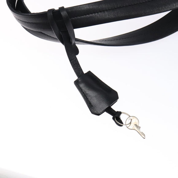 PRADA Hand Bag Leather Black Silver Auth bs29047