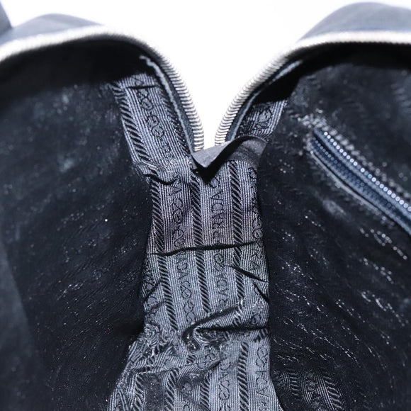 PRADA Hand Bag Leather Black Silver Auth bs29047