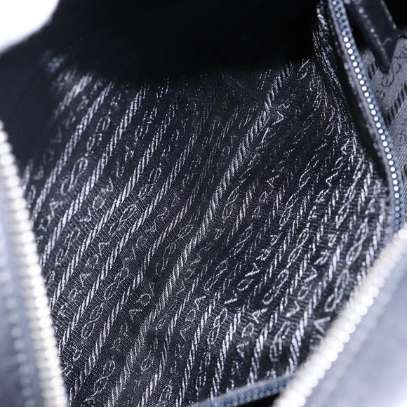 PRADA Hand Bag Leather Black Silver Auth bs29047