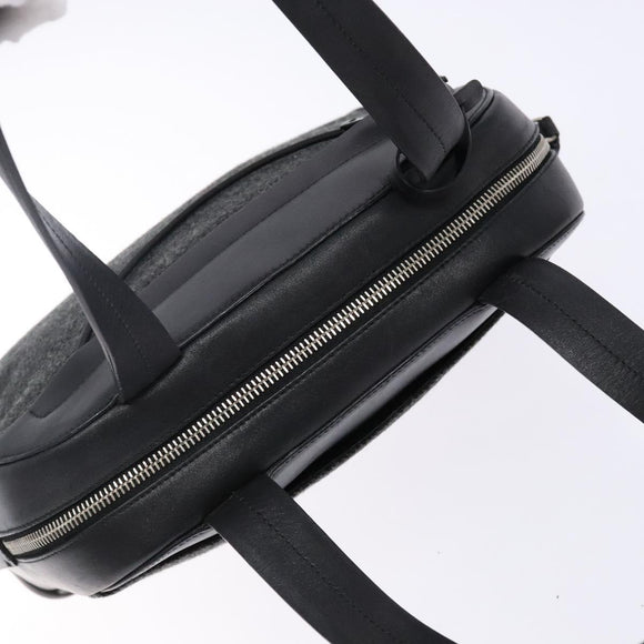 PRADA Hand Bag Leather Black Silver Auth bs29047