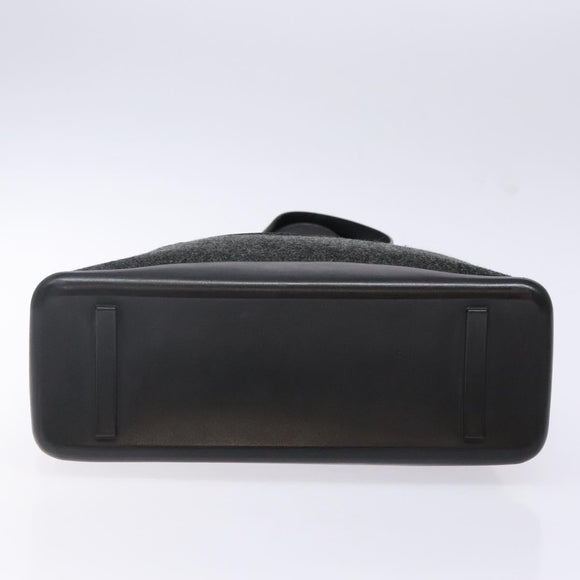 PRADA Hand Bag Leather Black Silver Auth bs29047