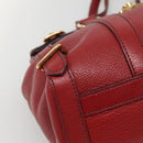 PRADA Tote Bag Leather Red Gold Auth bs29048-15
