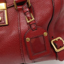 PRADA Tote Bag Leather Red Gold Auth bs29048-9