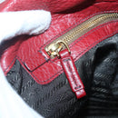 PRADA Tote Bag Leather Red Gold Auth bs29048-19