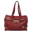 PRADA Tote Bag Leather Red Gold Auth bs29048-13