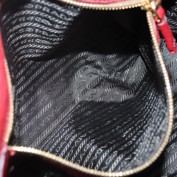 PRADA Tote Bag Leather Red Gold Auth bs29048