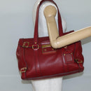 PRADA Tote Bag Leather Red Gold Auth bs29048-23
