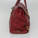 PRADA Tote Bag Leather Red Gold Auth bs29048-3