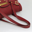 PRADA Tote Bag Leather Red Gold Auth bs29048-7