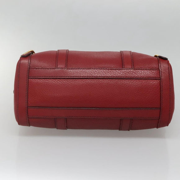 PRADA Tote Bag Leather Red Gold Auth bs29048
