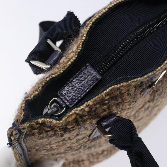 PRADA Hand Bag Tweed Beige Silver Auth bs29049