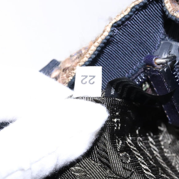 PRADA Hand Bag Tweed Beige Silver Auth bs29049