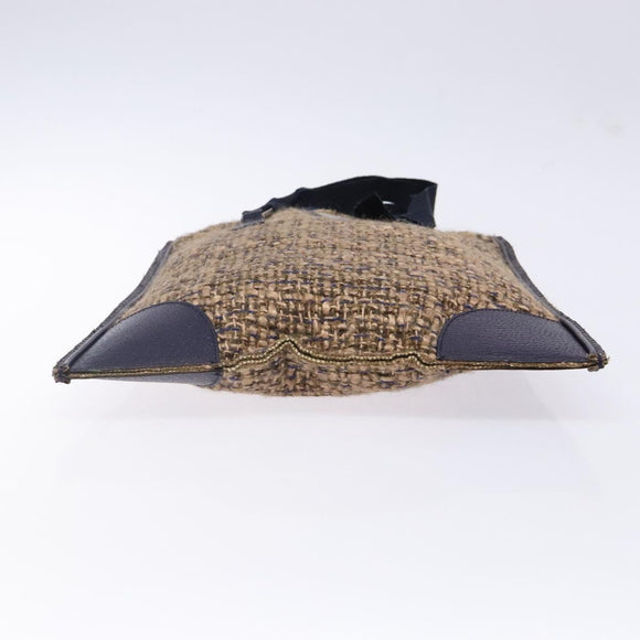 PRADA Hand Bag Tweed Beige Silver Auth bs29049