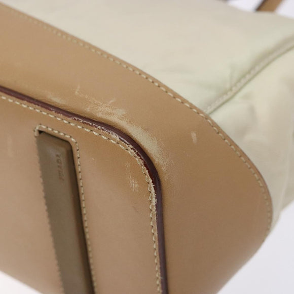 PRADA Shoulder Bag Nylon Leather Beige Auth bs29050