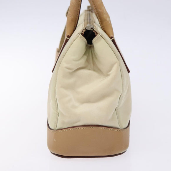 PRADA Shoulder Bag Nylon Leather Beige Auth bs29050