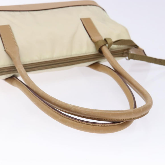 PRADA Shoulder Bag Nylon Leather Beige Auth bs29050
