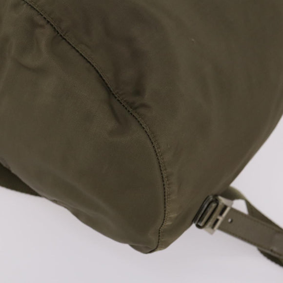 PRADA Backpack Nylon Khaki Silver Auth bs29051