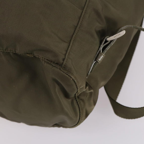 PRADA Backpack Nylon Khaki Silver Auth bs29051