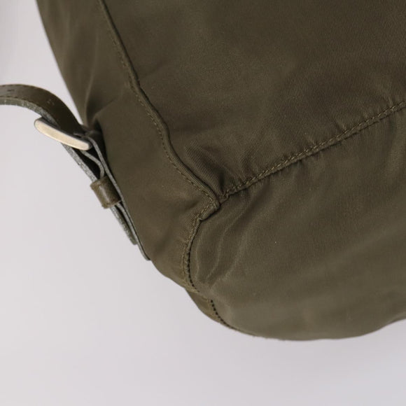 PRADA Backpack Nylon Khaki Silver Auth bs29051