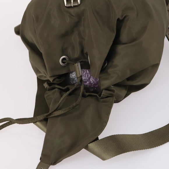 PRADA Backpack Nylon Khaki Silver Auth bs29051
