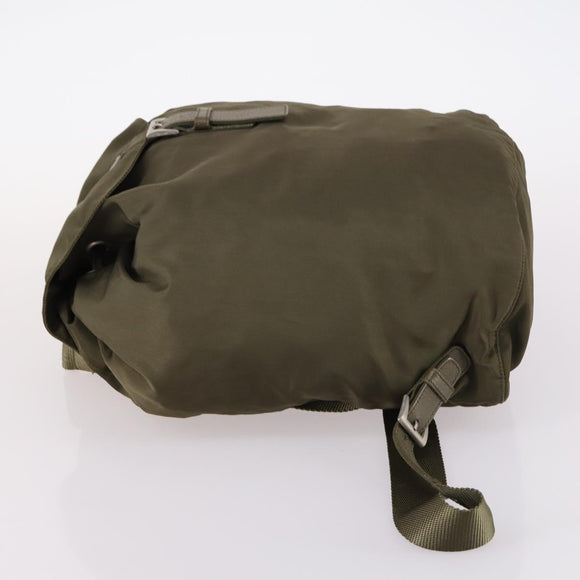 PRADA Backpack Nylon Khaki Silver Auth bs29051