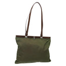 PRADA Tote Bag Nylon Khaki Silver Auth bs29054-1