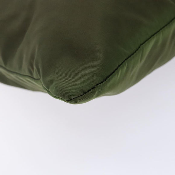 PRADA Tote Bag Nylon Khaki Silver Auth bs29054