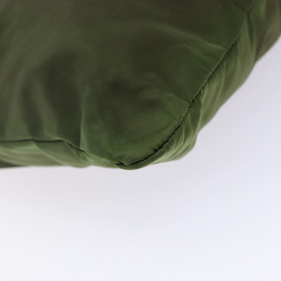 PRADA Tote Bag Nylon Khaki Silver Auth bs29054