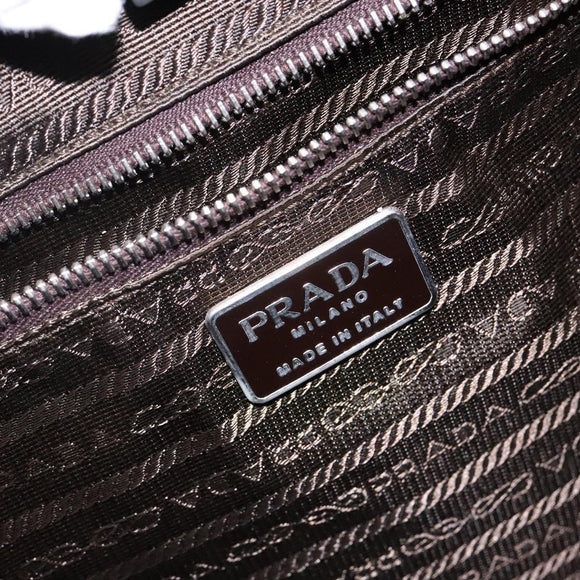 PRADA Tote Bag Nylon Khaki Silver Auth bs29054