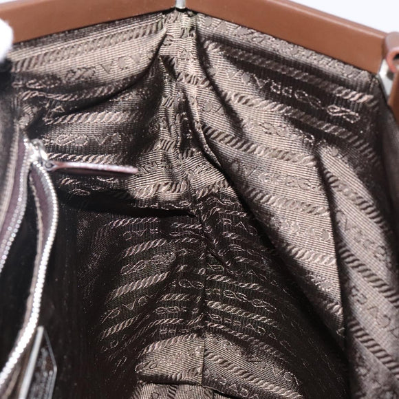 PRADA Tote Bag Nylon Khaki Silver Auth bs29054