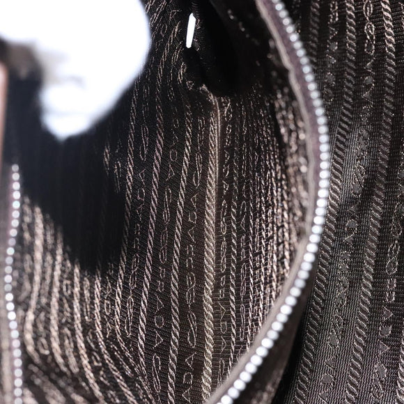 PRADA Tote Bag Nylon Khaki Silver Auth bs29054