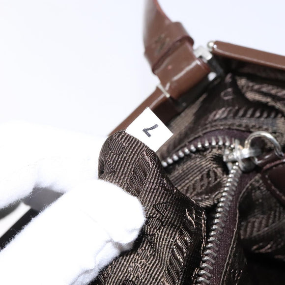 PRADA Tote Bag Nylon Khaki Silver Auth bs29054