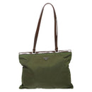 PRADA Tote Bag Nylon Khaki Silver Auth bs29054-2