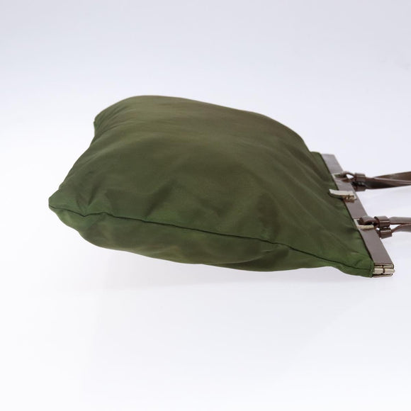 PRADA Tote Bag Nylon Khaki Silver Auth bs29054