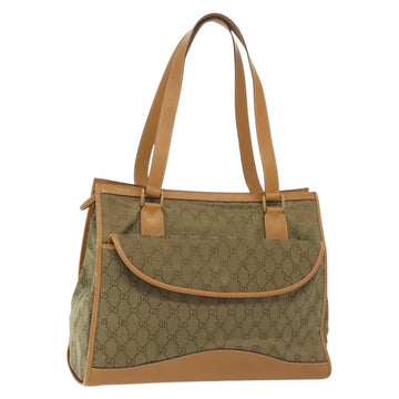GUCCI GG Canvas Tote Bag Beige Gold Auth bs29058