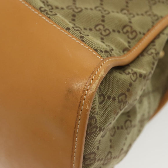 GUCCI GG Canvas Tote Bag Beige Gold Auth bs29058