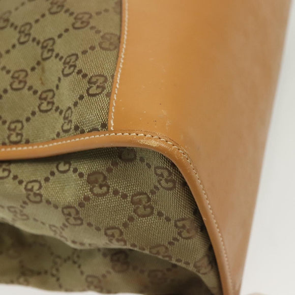 GUCCI GG Canvas Tote Bag Beige Gold Auth bs29058