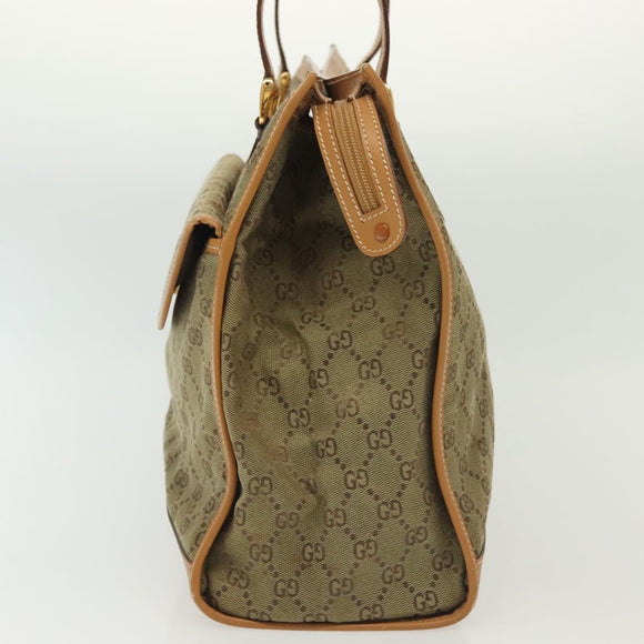 GUCCI GG Canvas Tote Bag Beige Gold Auth bs29058